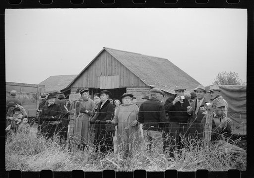 Spectators at cornhusking contest, Marshall County, Iowa