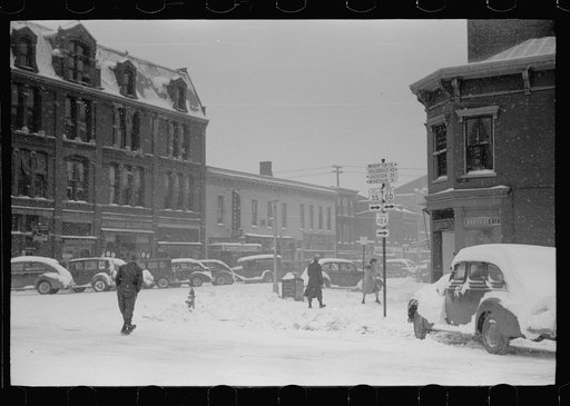 Untitled photo, possibly related to: Guests in hotel lobby watching snowstorm, Chillicothe, Ohio