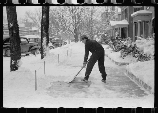 Untitled photo, possibly related to: Shoveling snow off the sidewalk, Chillicothe, Ohio