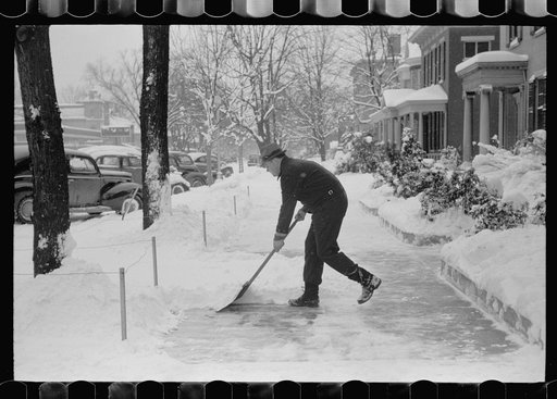 Shoveling snow off the sidewalk, Chillicothe, Ohio