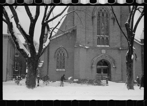 Shoveling snow off the sidewalk, Chillicothe, Ohio