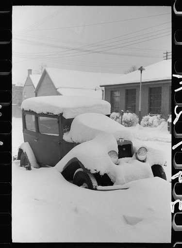 Auto in snow drift, Chillicothe, Ohio