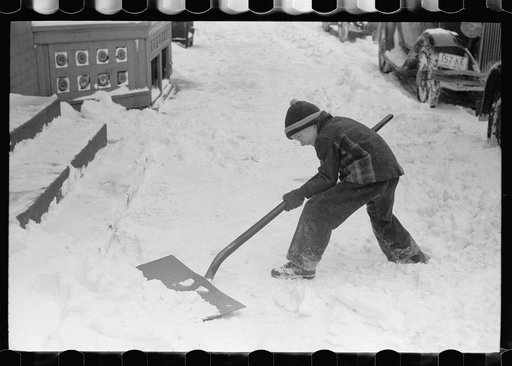 Untitled photo, possibly related to: Shoveling snow off the sidewalk, Chillicothe, Ohio