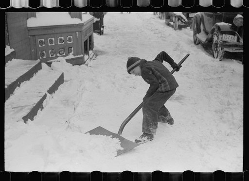 Untitled photo, possibly related to: Shoveling snow off the sidewalk, Chillicothe, Ohio