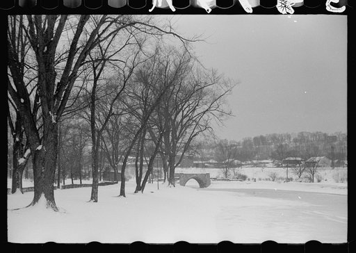 Untitled photo, possibly related to: Statue in park after snowstorm, Chillicothe, Ohio