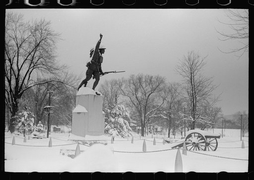 Untitled photo, possibly related to: Statue in park after snowstorm, Chillicothe, Ohio