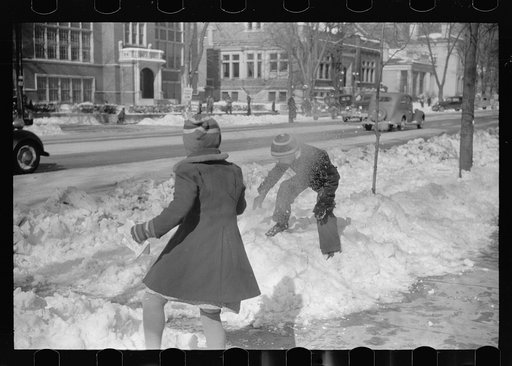 Children having snowball fight, Chillicothe, Ohio