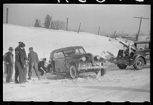 Wrecked car on Highway U.S. 50, Ross County, Ohio