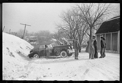 Untitled photo, possibly related to: Wrecked car on Highway U.S. 50, Ross County, Ohio