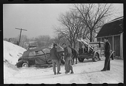 Wrecked car on Highway No. 50, Ross County, Ohio