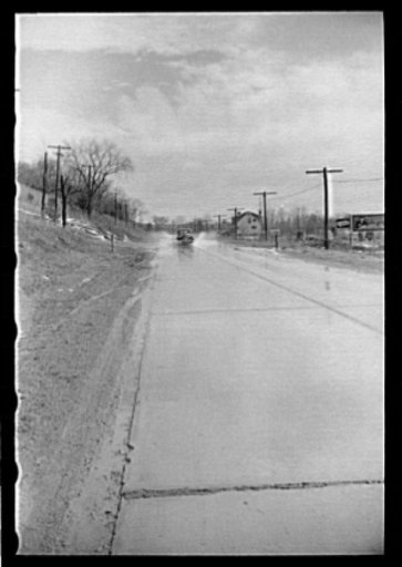 Water on highway due to melting snow, Clermont County, Ohio