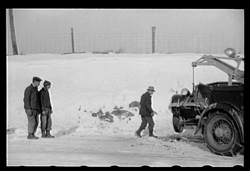 Untitled photo, possibly related to: Cars stopped on Highway U.S. 50 because of auto wreck, Ross County, Ohio
