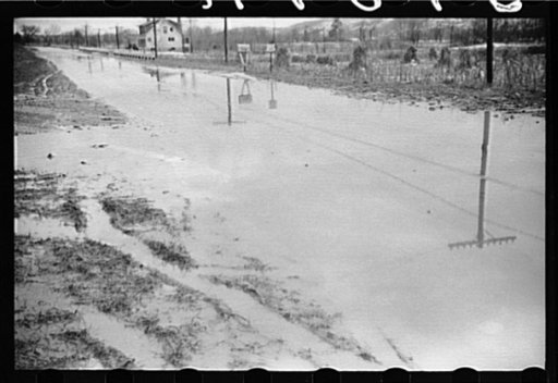 Water on highway due to melting snow, Clermont County, Ohio