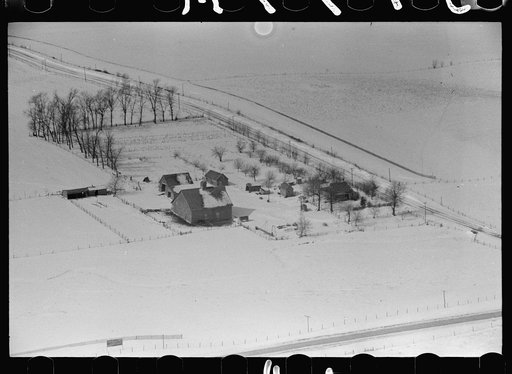 Untitled photo, possibly related to: Air view, farm, Grundy County, Iowa