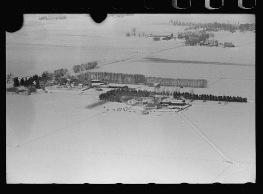 Untitled photo, possibly related to: Air view, farm, Grundy County, Iowa