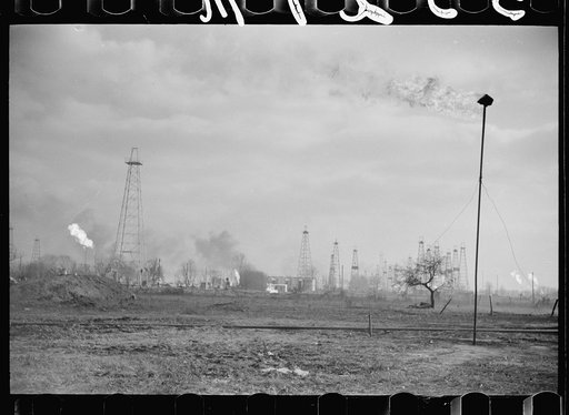 Untitled photo, possibly related to: Oil field, Marion County, Illinois