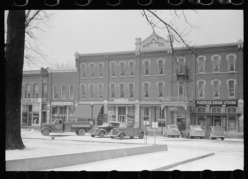 Untitled photo, possibly related to: Hotel and stores, Rockville, Indiana
