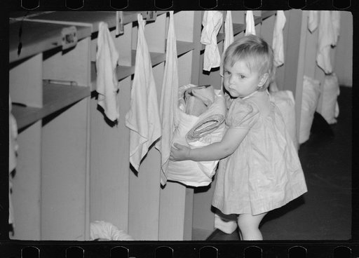 Sleepy child, nursery school, FSA (Farm Security Administration) camp, Sinton, Texas