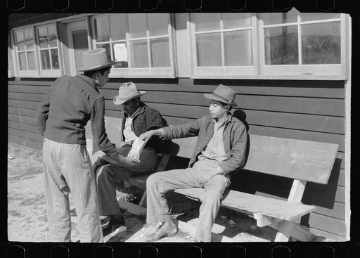 In front of the community store, FSA (Farm Security Administration) camp, Sinton, Texas
