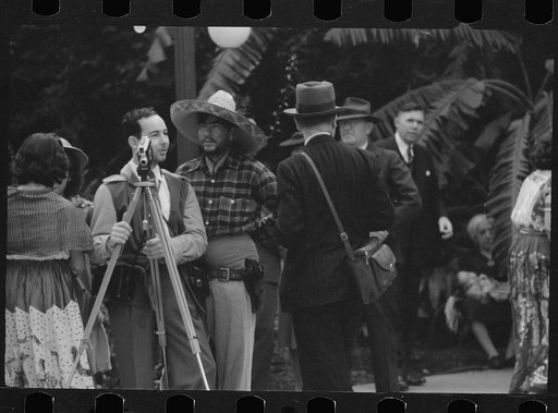 Untitled photo, possibly related to: Tourists watch costume show, Charro Days, Brownsville, Texas