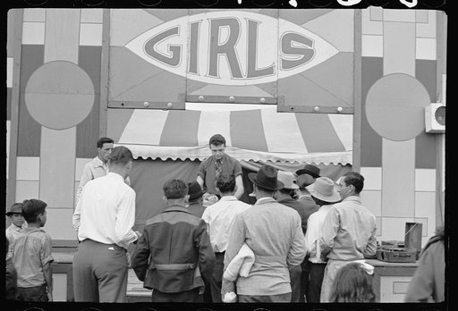 Untitled photo, possibly related to: Ticket sellers, carnival, Brownsville, Texas