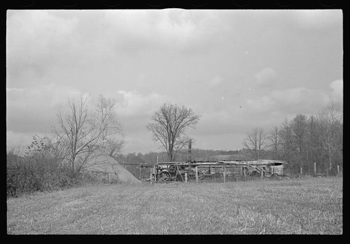 Untitled photo, possibly related to: Railroad ties painted with creosote, Brown County, Indiana