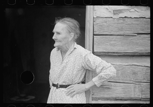 Untitled photo, possibly related to: Wife of a prospective client, Brown County, Indiana. Husband and wife will be resettled on new land when their property has been purchased by the government