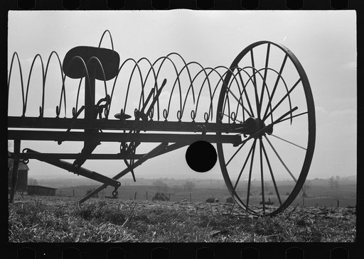 Untitled photo, possibly related to: Hayrake on farm near the Greenhills Project, Cincinnati, Ohio