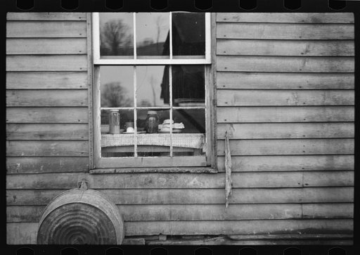 Kitchen table seen through window of rehabilitation client's home, Jackson County, Ohio