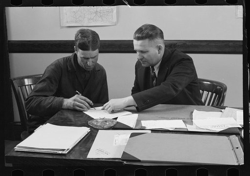 Untitled photo, possibly related to: Rehabilitation client worrying over his accounts, Jackson County, Ohio