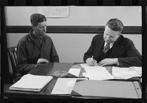 Untitled photo, possibly related to: Rehabilitation client worrying over his accounts, Jackson County, Ohio