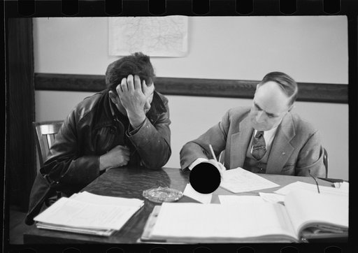 Untitled photo, possibly related to: Rehabilitation client worrying over his accounts, Jackson County, Ohio