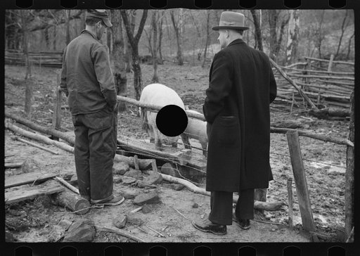 Untitled photo, possibly related to: Resettlement Administration representative at door of rehabilitation client's house, Jackson County, Ohio