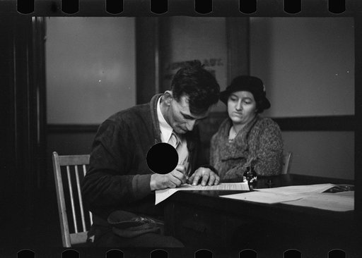 Untitled photo, possibly related to: Rehabilitation client worrying over his accounts, Jackson County, Ohio