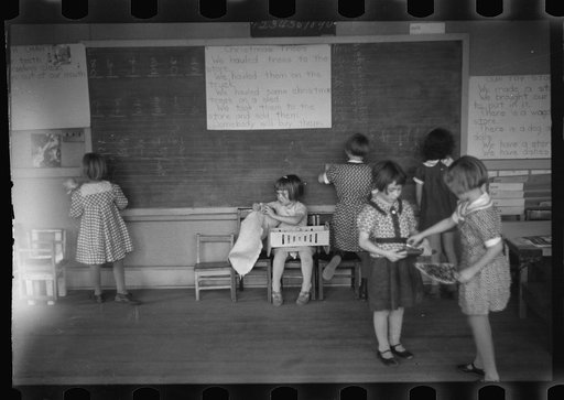 Untitled photo, possibly related to: Grade school children in period of free activity at Reedsville, West Virginia