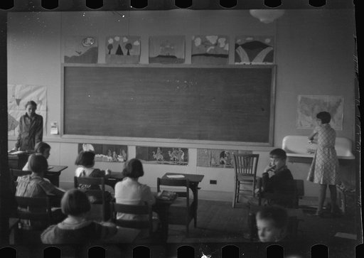 Untitled photo, possibly related to: Grade school children in period of free activity at Reedsville, West Virginia