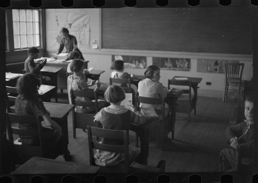 Untitled photo, possibly related to: Grade school children in period of free activity at Reedsville, West Virginia