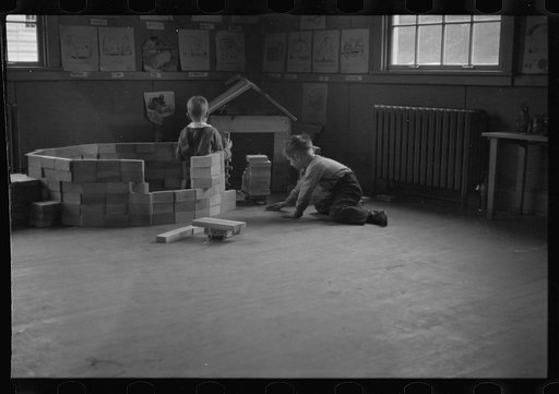 Untitled photo, possibly related to: Grade school children in period of free activity at Reedsville, West Virginia
