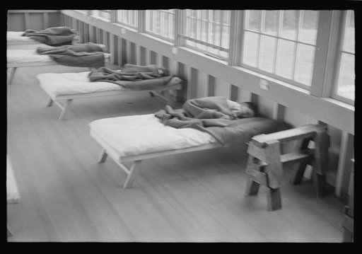 Untitled photo, possibly related to: Reedsville, West Virginia. The Arthurdale subsistence homesteads project of the U.S. Resettlement Administration. Children sleeping in the nursery school