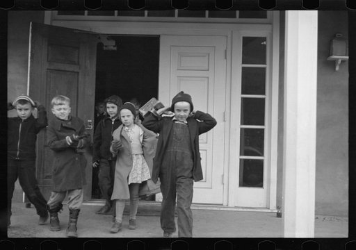 Children leaving grade school at 2.30 p.m., Reedsville, West Virginia