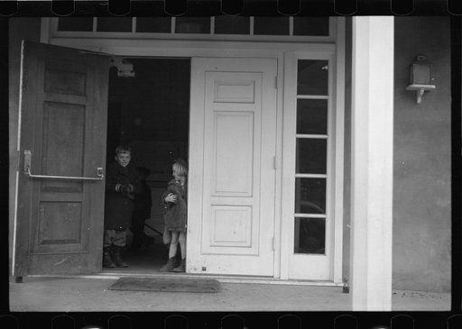 Untitled photo, possibly related to: Children leaving grade school at Reedsville, West Virginia