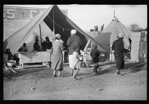 Untitled photo, possibly related to: Mess line at the camp at Forrest City, Arkansas