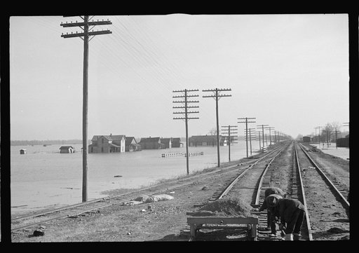 View taken from train en route to Forrest City, Arkansas from Memphis, Tennessee during the flood