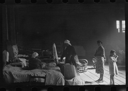 Interior of cotton compress at Forrest City, Arkansas where sick Negro flood refugees are housed
