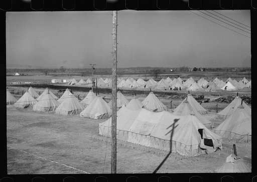 Untitled photo, possibly related to: A street of tents in the camp for flood refugees of Forrest City, Arkansas