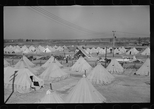 Untitled photo, possibly related to: A street of tents in the camp for flood refugees of Forrest City, Arkansas