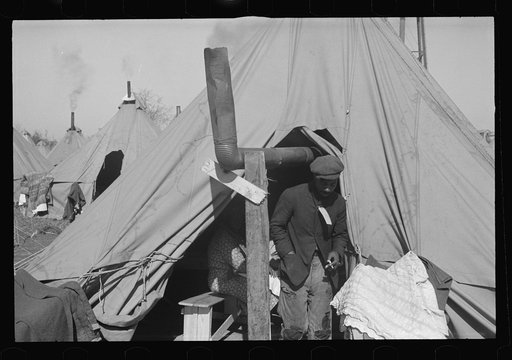 Untitled photo, possibly related to: A street of tents in the camp for flood refugees of Forrest City, Arkansas