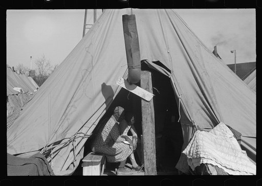 Untitled photo, possibly related to: A street of tents in the camp for flood refugees of Forrest City, Arkansas