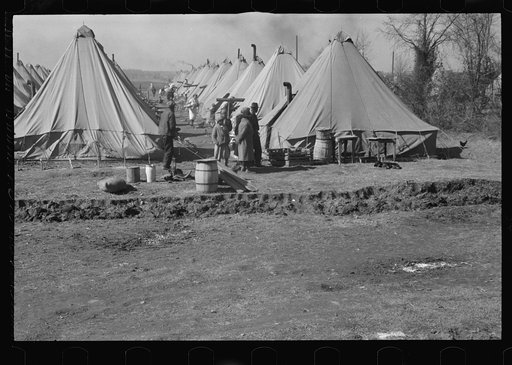 Untitled photo, possibly related to: A street of tents in the camp for flood refugees of Forrest City, Arkansas