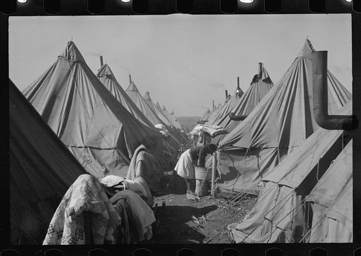 Untitled photo, possibly related to: A street of tents in the camp for flood refugees of Forrest City, Arkansas